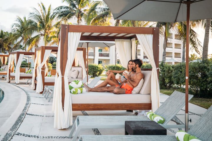 Cabanas next to the pool