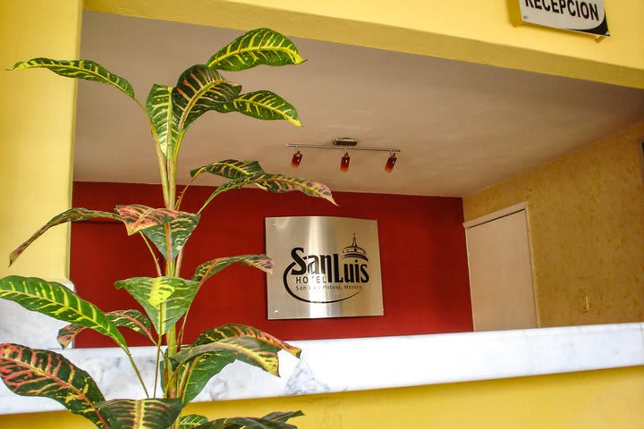 Front desk at Hotel San Luis near the historic center of San Luis Potosi