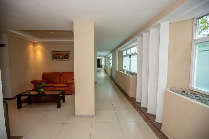 Hallway with sitting area