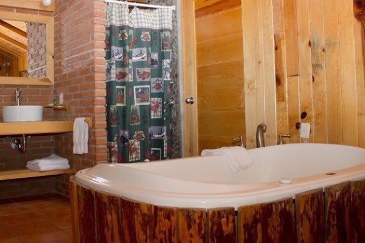 The suite cabin has a Jacuzzi and shower