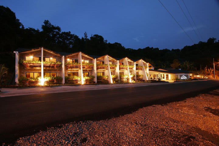 View of the property at night