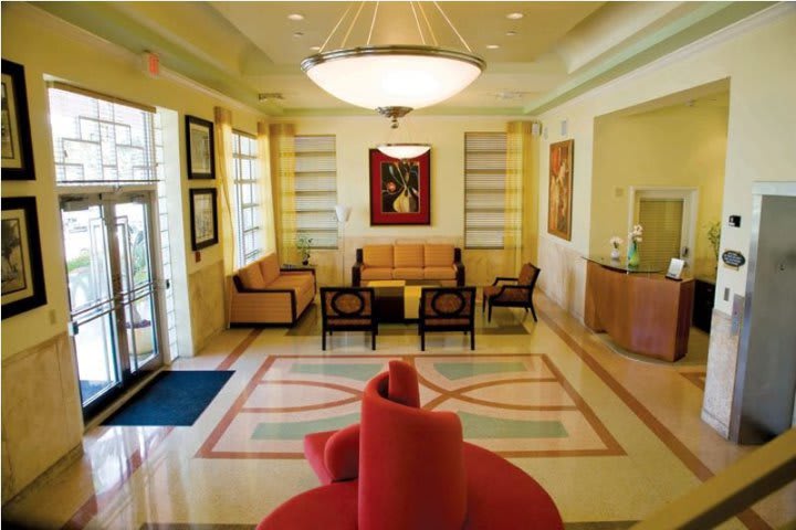 Lobby and front desk at the Hilton Grand Vacations South Beach hotel