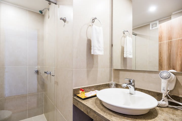 Private bathroom with shower in a standard room