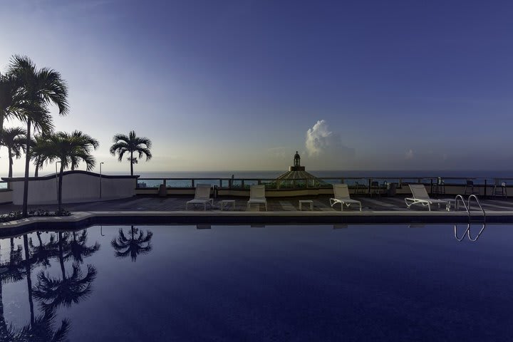 View of the Caribbean Sea from the pool