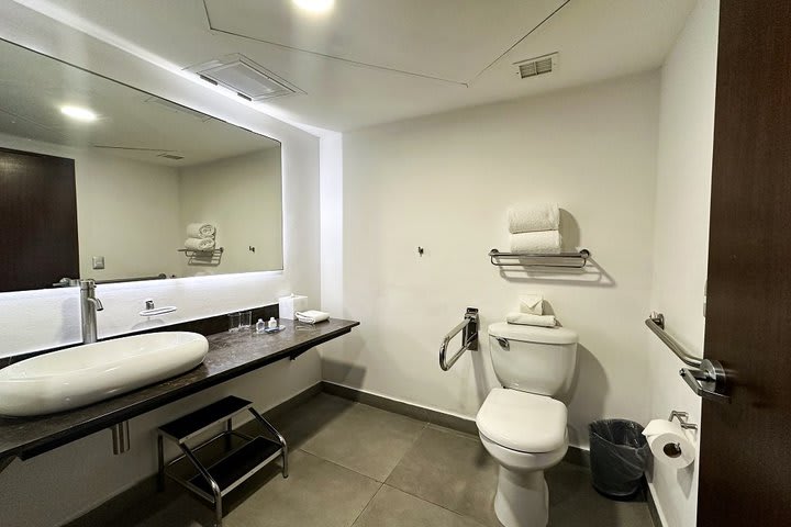 Private bathroom in a room for guests with disabilities