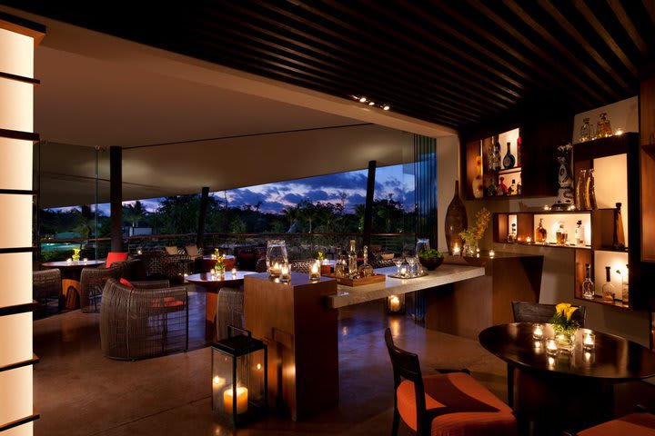 The Agave Azul bar at the Rosewood Mayakoba hotel offers tequila tastings