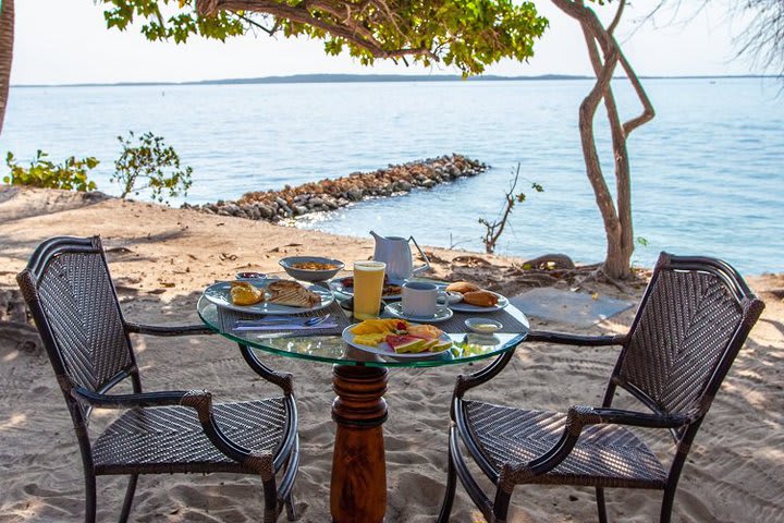 Table to enjoy the breakfast on the beach