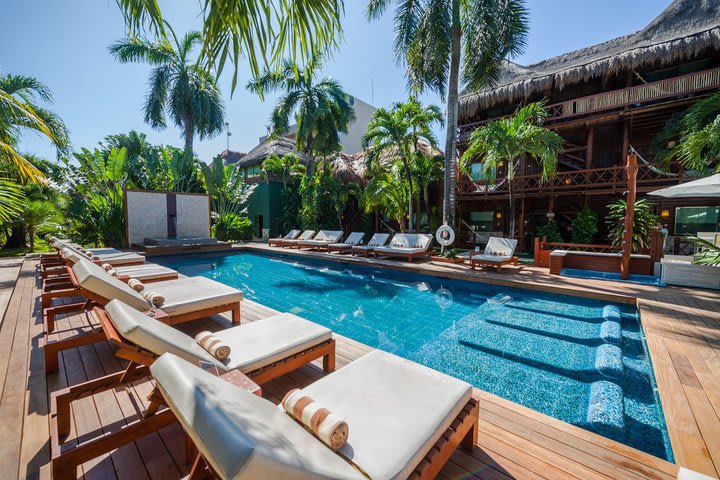 Sun loungers by the pool