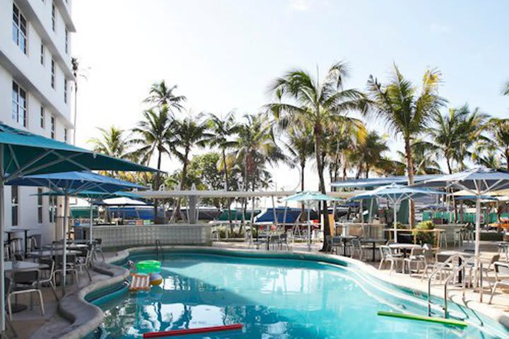 Refréscate en una de las albercas del Clevelander Hotel en Miami