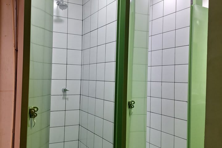 Showers in the shared bathrooms