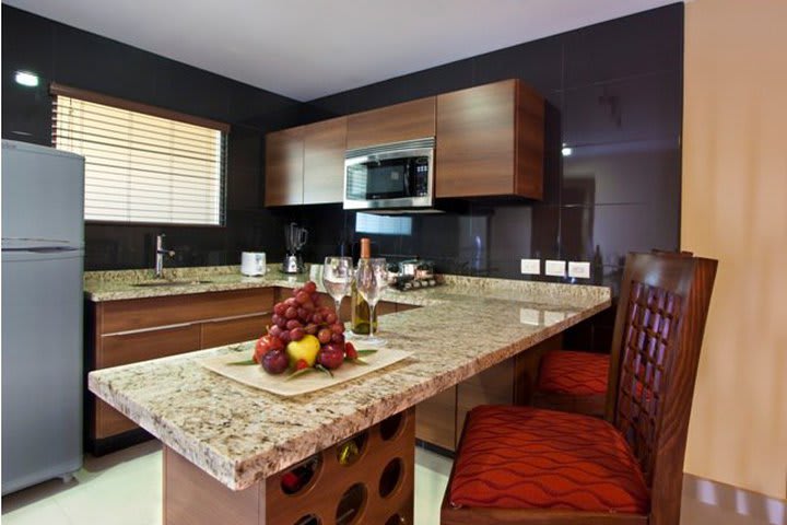 Some rooms are fitted with a kitchen and a dining area