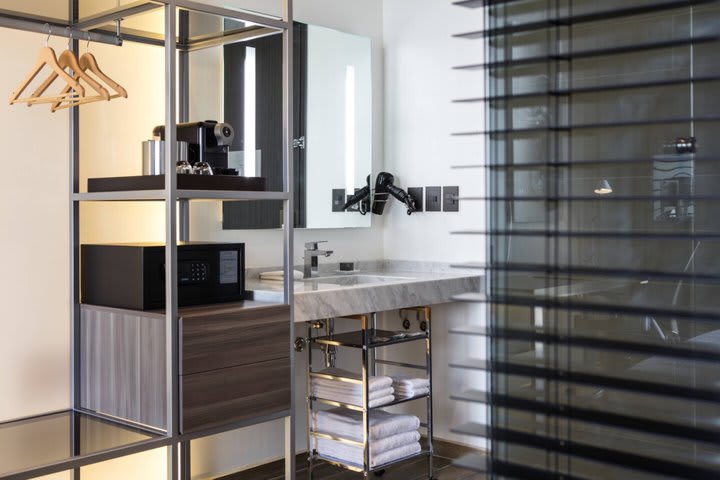 Interior view of a private guest bathroom