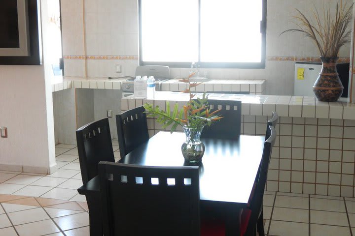 Kitchen area in a family guest room