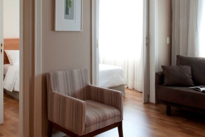 Sitting area in a guest room at the InterCity The Universe hotel in Sao Paulo