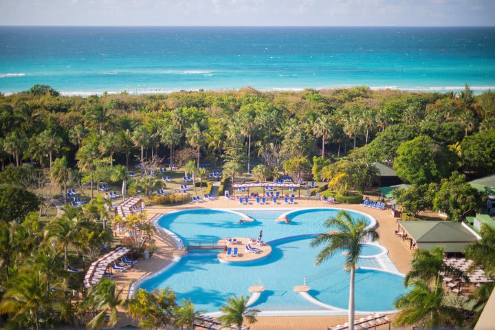 The hotel is located in front of the sea