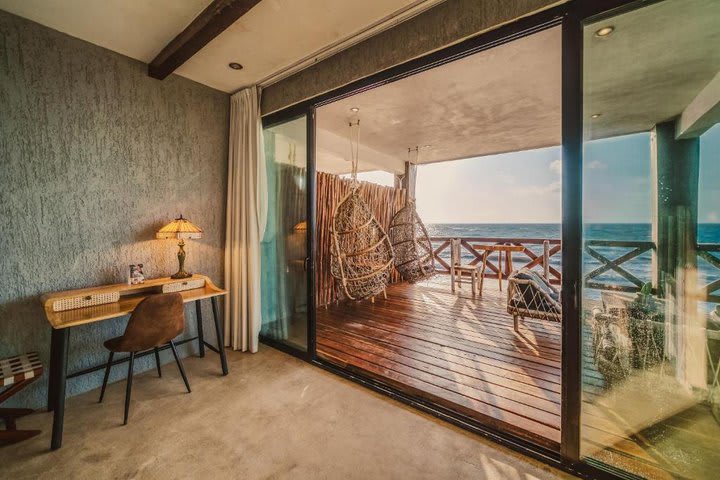 View of the terrace of an oceanfront villa