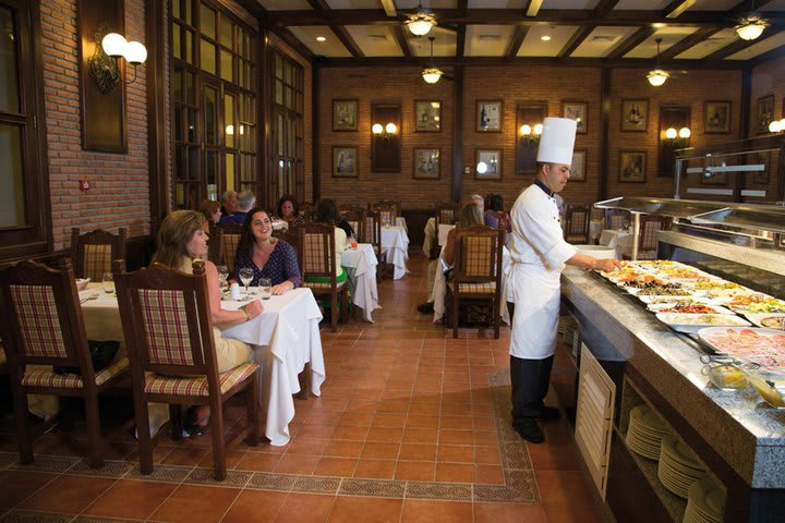 Buffet with international cuisine in one of the restaurants