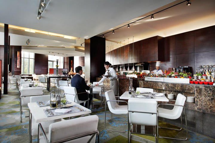 Bar overlooking the city at the InterContinental Beijing Beichen hotel in Beijing