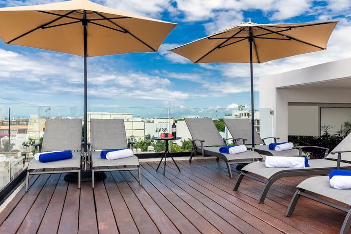 Sun loungers on the terrace