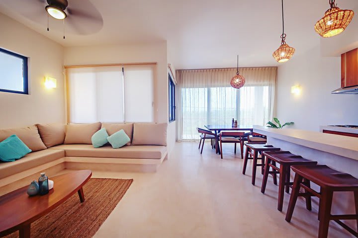 Dining and sitting areas in an apartment