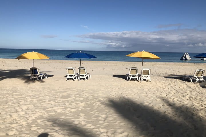 Sombrillas del hotel en la playa