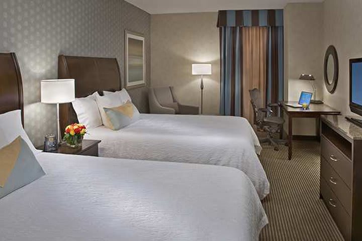 Guest room with two queen beds at the Hilton Garden Inn Toronto City Centre in Toronto