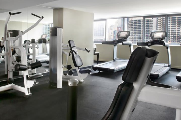 There is a 24-hour fitness center at the Wyndham Grand Chicago Riverfront hotel