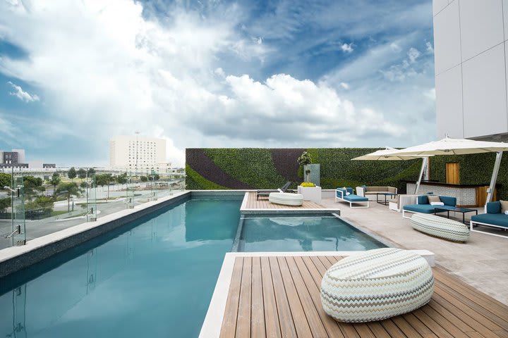 The pool is on the terrace