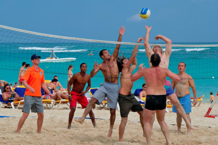 You can play volleyball on the beach