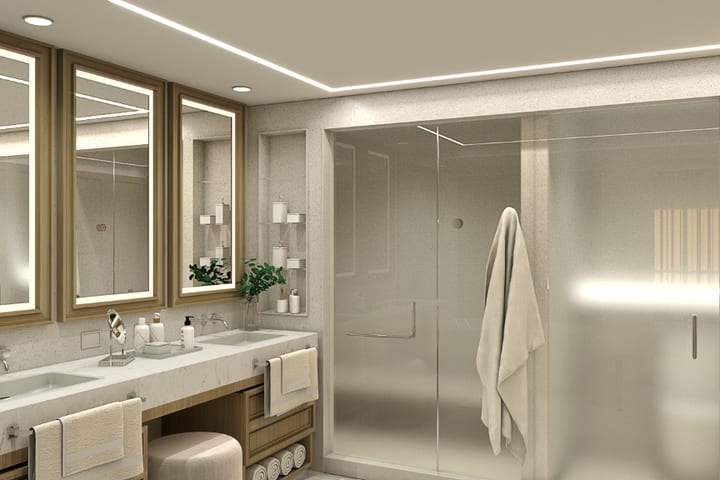 Baño de una master suite (imagen generada por computadora)