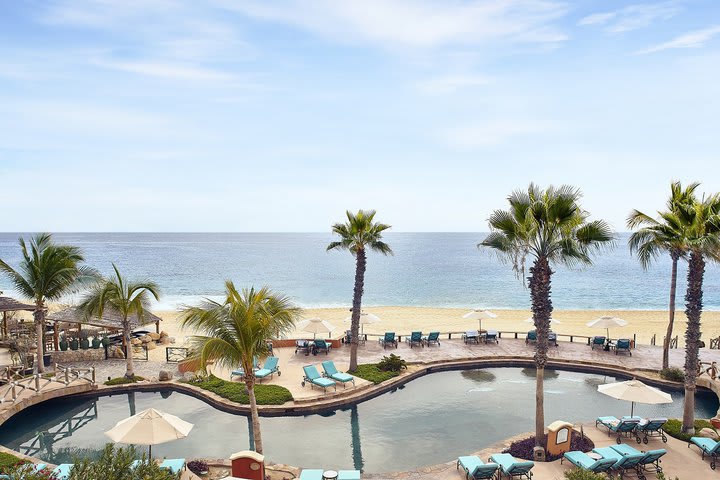 View of the beach and the pool