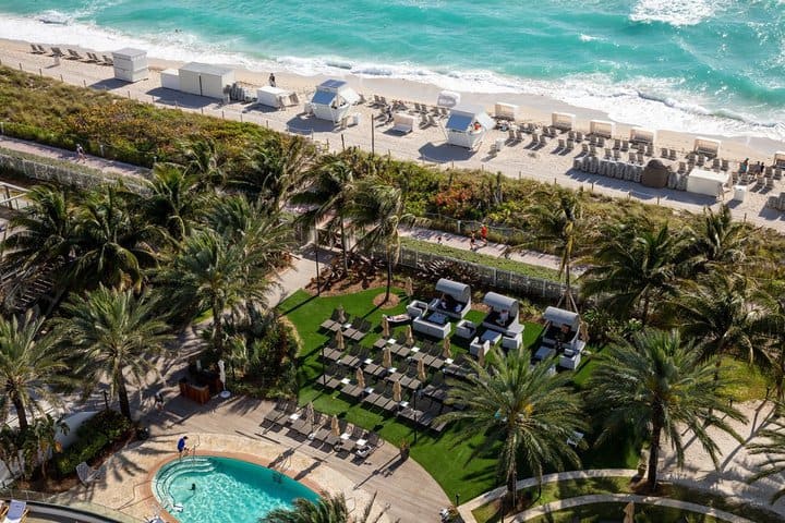 View of the beach at the hotel