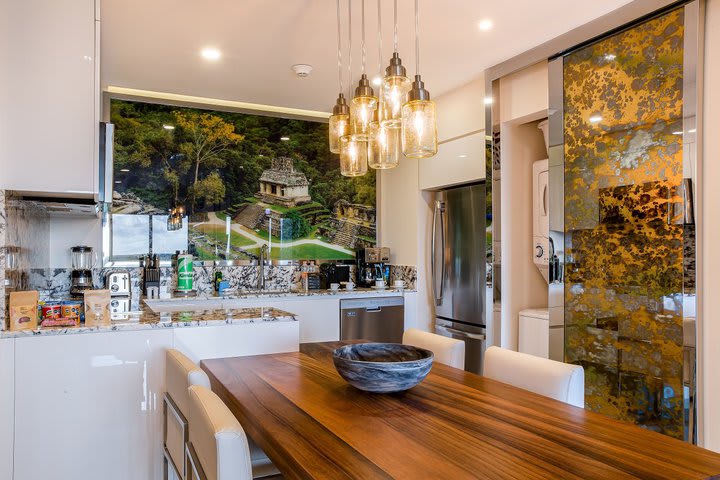 Equipped kitchen of a suite with two bedrooms