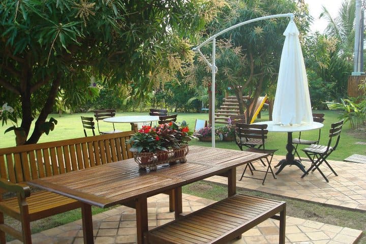 Sun terrace at the Refugio da Vila hotel in Praia do Forte