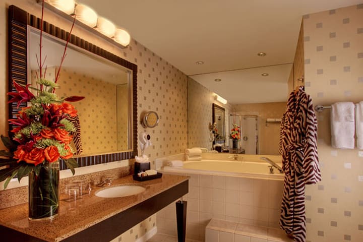 Guest bathroom in a suite at the Palomar hotel in San Francisco