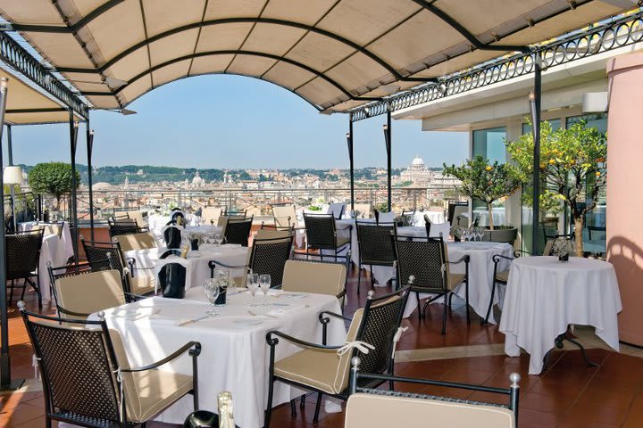 Terrace at Hotel Bernini Bristol in central Rome