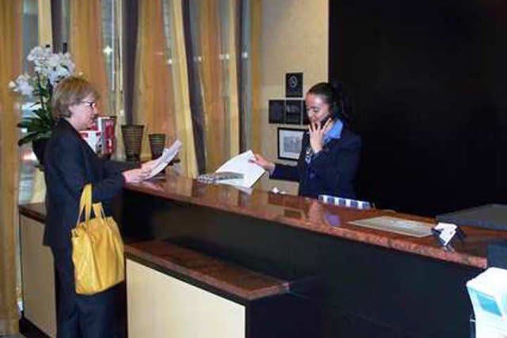 Front desk at the Hampton Inn Manhattan in New York near the Empire State