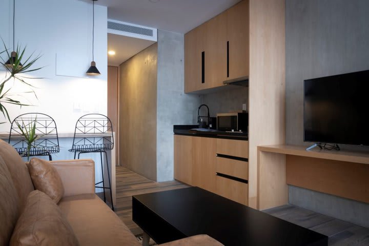 Apartment with an equipped kitchen