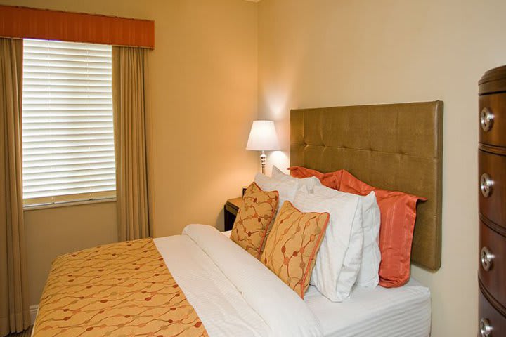 Bedroom of an apartment at the Sun Harbour Boutique Hotel