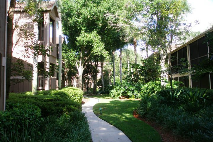 A path into the gardens at the Polynesian Isles Resort
