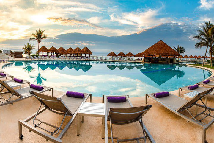 Sun loungers by the pool